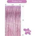 thumbnail image 2 of 6 Pcs Pink Metallic Foil Curtains, 3.28ft x 6.56ft Laser Glitter Fringe Rain Curtain Shine Photo Booth Backdrop Tinsel Curtain Streamer for Wedding Christmas New YearBaby Shower Celebration Party, 2 of 6