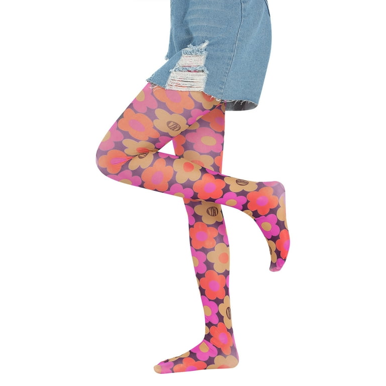 Women's Vintage 90s Printed Funky Tights,Tie Dye Mesh Pantyhose Skinny Y2K  Body Shaping Leggings Streetwear 