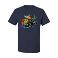 thumbnail image 2 of Wild Bobby, Colorful Rainbow Moose Head Wildlife Animal Lover Men's Graphic T-Shirt, Navy, Medium, 2 of 3