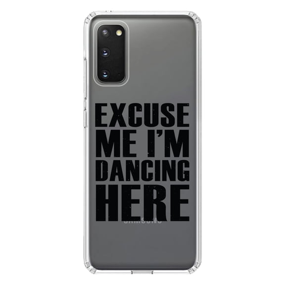 DistinctInk Clear Shockproof Hybrid Case for Galaxy S20 ULTRA / 5G (6.9" Screen) - TPU Bumper Acrylic Back Tempered Glass Screen Protector - Excuse Me I'm Dancing Here
