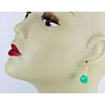 thumbnail image 3 of 14k Yellow Gold Chrysoprase Green Earrings Faceted Briolette Heart Teardrop Dangles Designed for Adult Women, 3 of 4