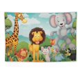 thumbnail image 5 of Orinice  Cartoon Tapestry, Comic Savannah Animals Playful Friendly Savannah Jungle Happy Wildlife Nature, Wide Wall Hanging for Bedroom Living Room Dorm, 60x40 Inch, Green Brown 60x40in, 5 of 7