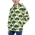 thumbnail image 2 of Pofeuu Cute Broccoli Print Teenage Zipper Hoodie Sweatshirts Hooded Casual Jackets With Pocket For Boys Girls-Medium, 2 of 6