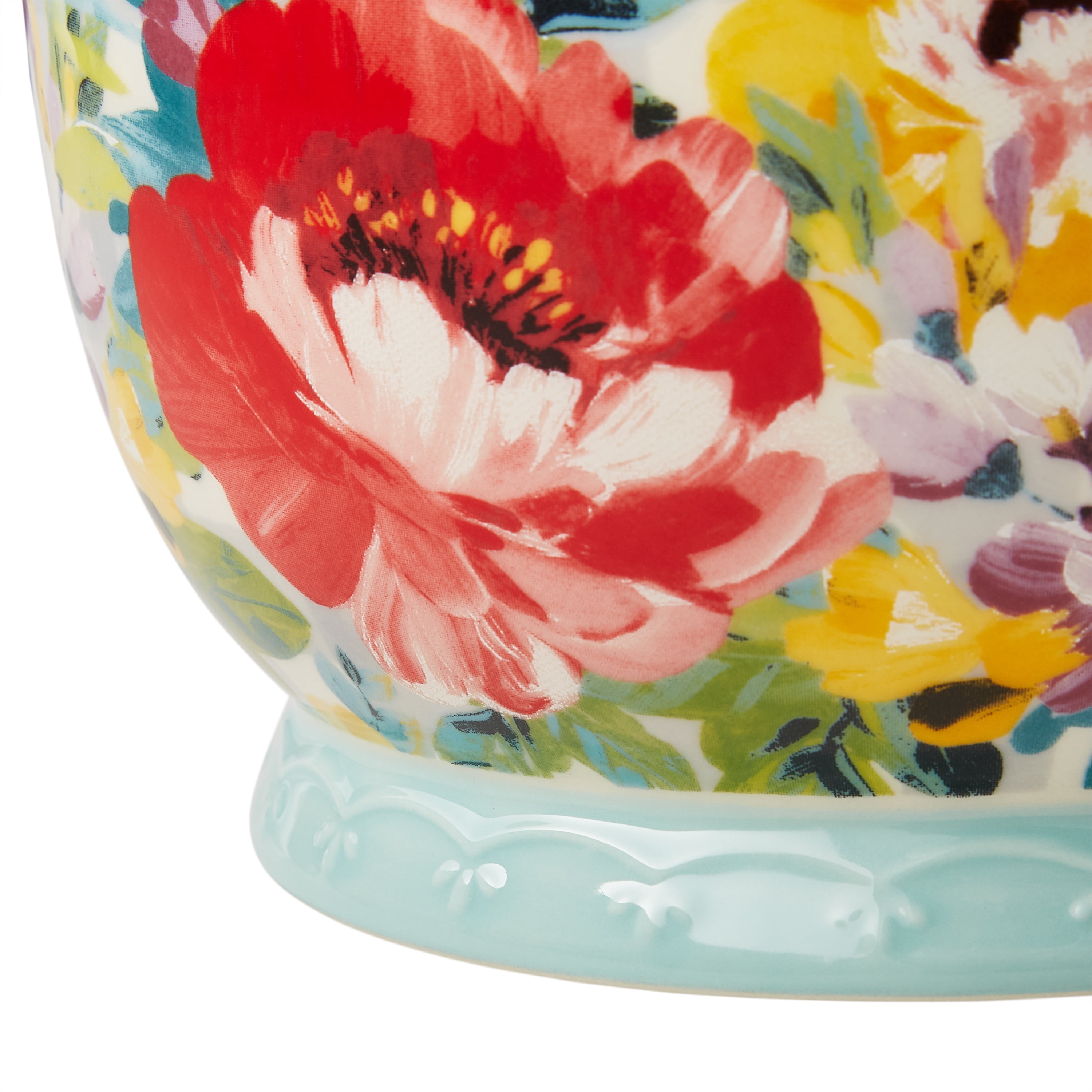 The Pioneer Woman Sweet Romance Ceramic Utensil Crock with Wood Divider