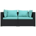 thumbnail image 2 of vidaXL 3 Piece Garden Lounge Set with Cushions Black Poly Rattan, 2 of 4