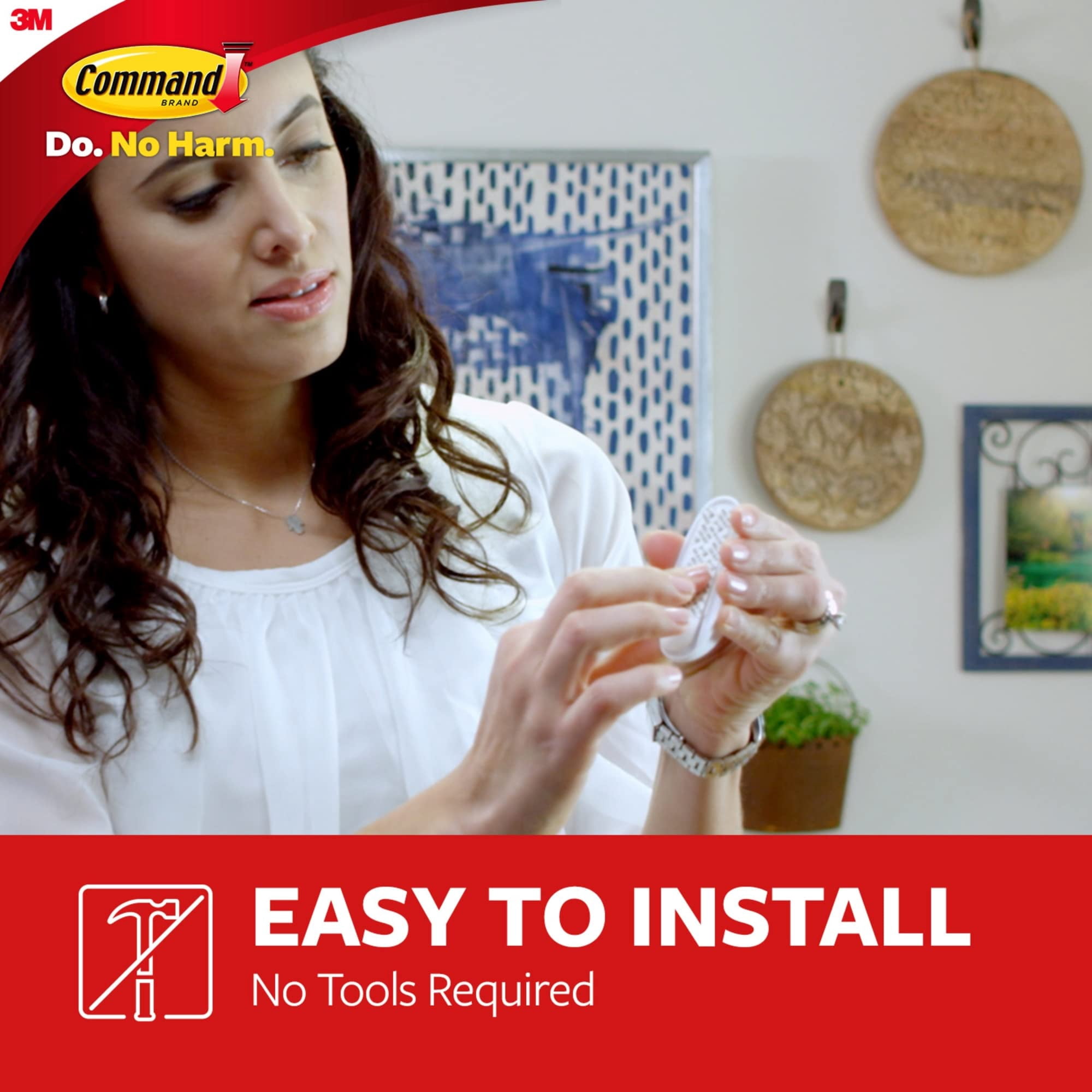 Command® Large Wall Hooks, 16 Hooks, 24 White Adhesive Strips, Damage Free Hanging Picture Hangers, No Tools Wall Hanging Strips For Living Spaces