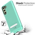 thumbnail image 6 of CoverON For Samsung Galaxy S21 FE Phone Case, Slim Metal Kickstand Rugged Dual Layer Cover, Mint Teal, 6 of 8