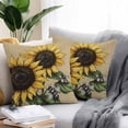 thumbnail image 2 of Retro Bees Outdoor Pillow Covers Pack of 2 Sunflower Leaf Pastoral Retro Bees Waterproof Throw Pillow Covers Decorative Cushion Cases for Patio Garden Tent Balcony Couch 16x16 inch, 2 of 8