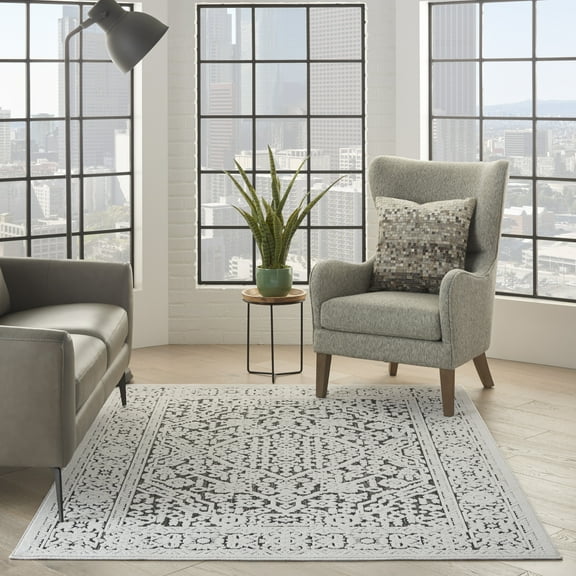 Nourison Calobra Modern Dark Grey 5'3" x 7'3" Area Rug, (5x7)