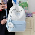thumbnail image 4 of Bow Embroidery School Backpack, Star Print Backpack with Mini Pendant Bag, Lightweight Loptop Backpack for Travel Shopping (Blue), 4 of 7