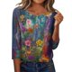 thumbnail image 3 of TaTaai Casual Printed Top Soft Breathable Women's Fashion Button Round Neck 3/4 Sleeve Loose Fit All Season Daily Party Fashion T-Shirt Gift, 3 of 7