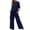 CBZ75-Navy, variant on Lumtrix Business Casual Outfits For Women 2 Piece Linen Sets Short Sleeve Tops Dressy Casual Lounge Pants Set Summer Beach Vacation Black 2XL