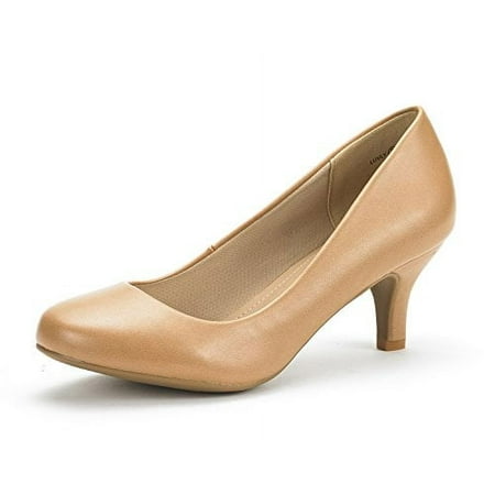 

Dream Pairs Women s Bridal Wedding Party Low Heel Pump Shoes Luvly Taupe/Pu Size 12