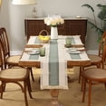 thumbnail image 2 of Linen Striped Table Runner with Fringe, Boho Rope Patchwork Dining Table Decor, Rustic Runner for TV Cabinet Coffee Table Sideboard, 2 of 7