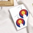 thumbnail image 4 of Leather Dangle Round Earrings For Women Colorado Flag Circle Earrings Drop Jewelry, 4 of 6