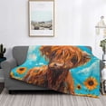 thumbnail image 2 of Balery Cute Cow Sunflowers Art Manta de Franela con Dibujo, Lujo Ultra Suave y Cálido, Antipelusa y Resistente a las Arrugas para Cama, Sofá, Camping -80"x60", 2 of 6