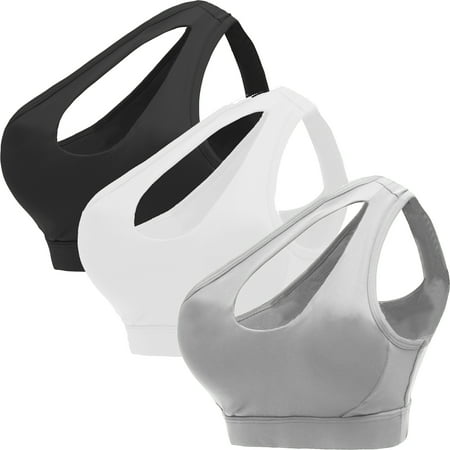 

Elbourn Sexy One Shoulder Sports Bra for Women Sexy Cute Workout Crop Tank Tops Yoga Fitness Bra Medium Support 3 Pack