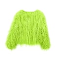 thumbnail image 5 of Hueook Faux Fur Coat Women Winter Solid Color Casual Extended Warm Jacket Green S, 5 of 6