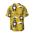 thumbnail image 5 of Uemuo Cartoon Bear Yellow Pattern Cotton Linen Short Sleeve Shirts,Casual Lightweight Button Down Shirts,Vacation Beach Summer Tops-4X-Large, 5 of 7