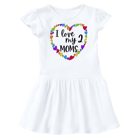 

Inktastic I Love my Two Moms- Pride Rainbow Hearts Gift Baby Girl Dress