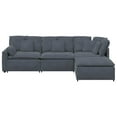 thumbnail image 5 of vidaXL Modular Sofa with Footstool&Cushions Velvet Dark Grey, 5 of 5