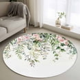 thumbnail image 2 of Sage Green Eucalyptus Round Area Rugs Collection 4', Summer Spring Weeping Leaves Botanical Non Slip Indoor Circular Throw Runner Rug Floor Mat Carpet for Living Room Dining Table Bedroom Nursery, 2 of 9