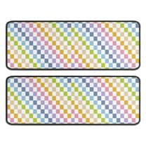 Kitchen Rugs Sets Of 2,Colorful Checkerboard Pattern Anti Fatigue Kitchen Mat Rugs Non Slip Washable,Decorative Kitchen Floor Mats for Kitchen,Sink,Laundry,17"x47" 17"x47"