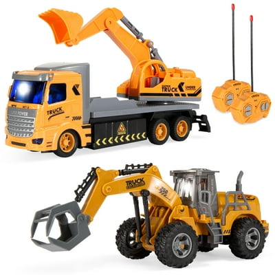 RC Excavator Digger Truck Toy 2-Pack, LED Lights, Bahrain Ubuy