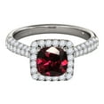 thumbnail image 2 of Mauli Jewels Rings for Women 0.95 Carat Diamond And Cushion Cut Garnet Ring 4-prong 10K White Gold, 2 of 7