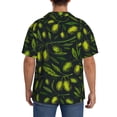 thumbnail image 3 of Gukieu Green Branch Olive Print Men's Short-sleeved Shirts, Button-down Pocket Shirts, T-shirts, Beach Vacation Travel Summer Clothing-Small, 3 of 5