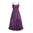 thumbnail image 4 of Iyufng Womens Solid Color Ruffled Spaghetti Straps Dresses Sleeveless Fitted Pleated Casual Dress, 4 of 6