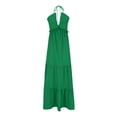 thumbnail image 4 of BRGZLK Womens Sleeveless Maxi Dress Summer Slim Straps V Neck Ruffle Flowy Dresses Comfy Casual Solid Color Backless Dress Green XXL, 4 of 4