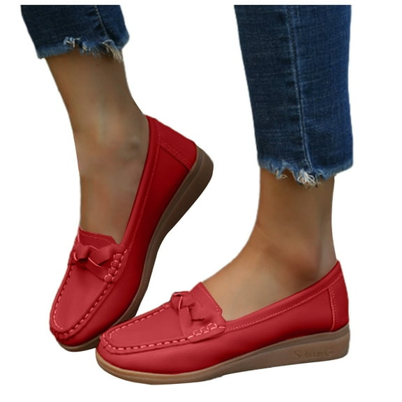 Chenyee Loafers for Women Comfortable Leather Slip on Work Flat Shoes Dressy Casual Walking Shoes