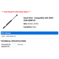 thumbnail image 2 of Hood Strut - Compatible with 2000 - 2006 BMW X5 2001 2002 2003 2004 2005, 2 of 2