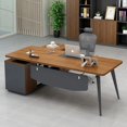 thumbnail image 2 of Modern Computer Office Desk Single Drawers Wood Designer Professional Desk Tables Studio Mesa Para Computador Home Furniture My Lux Decor Round, 2 of 11