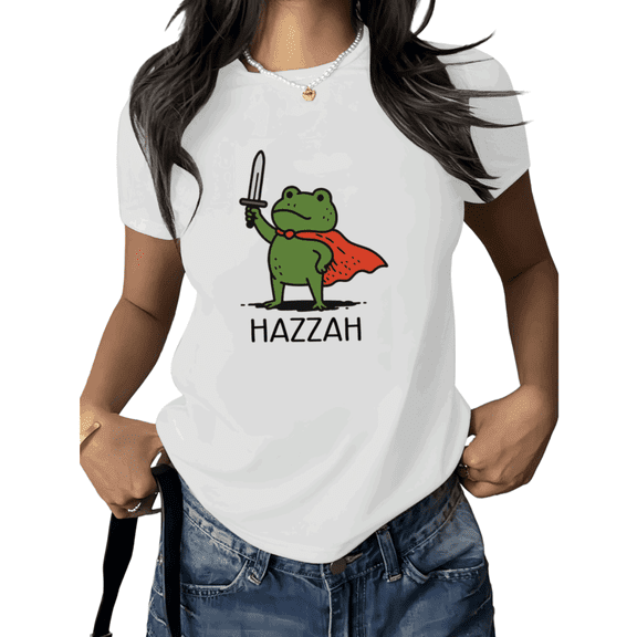 White Print Tshirt Graphic Tees Shirts Cute Frog Hero Humor Graphic Casual S 5XL Tops