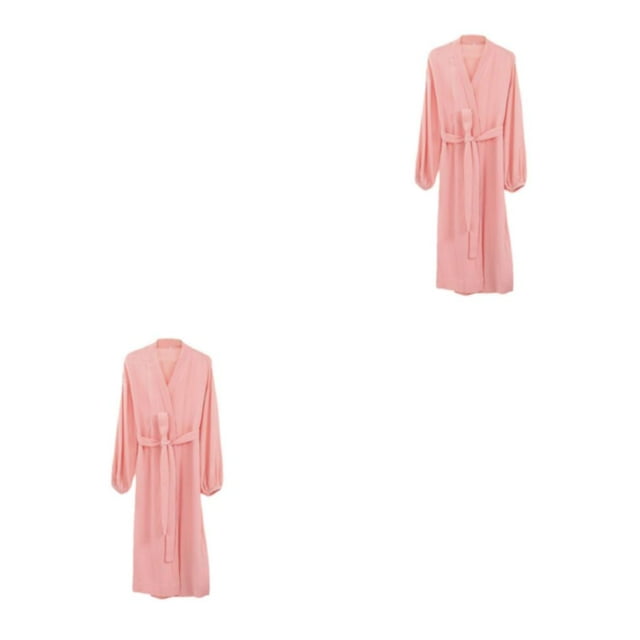 Ropa de dormir de estilo informal Minnieouse para mujer de manga larga con abertura frontal Rosa S 2piezas