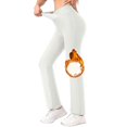 thumbnail image 6 of Women's Low Rise Fleece Lined Pants, Straight Leg Thermal Yoga Pants, Casual Solid Color Lounge Pants, Warm Winter Tights, Athleisure Pants with Pockets White M, 6 of 8