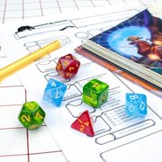 Brybelly Holdings 7 Die Polyhedral Dice Set in Velvet Pouch, Diamond Dust