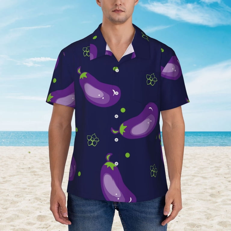 Fotbe Eggplant Hawaiian Shirt For Men Unisex Summer Beach Casual