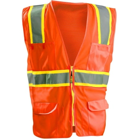 

OccuNomix mens Solid Front | Mesh Back safety vests Orange Large US
