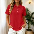 thumbnail image 2 of vigerkar Womens Polo Shirts Short Sleeve Quick Dry Collared Shirts Business Casual Work Tops Athletic Tennis Golf Shirt (Red, 3XL), 2 of 7
