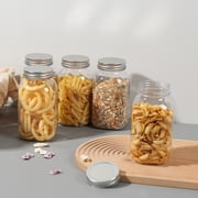 Novelinks 32oz Plastic Jars with Lids 6 Pack Clear Containers Airtight Food Storage Containers for Kitchen & Household,Silver