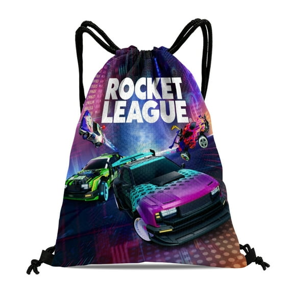 Rocket League-theme Drawstring Backpack Sports Gym Bag Water Resistant String Bag Cinch Bag，12''X16''（30X40cm）