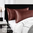 thumbnail image 3 of Deconovo Funda de almohada Queen de seda para cabello y piel, paquete de 2, color burdeos, fundas de almohada de satén con cierre de sobre, protector de almohada suave y antideslizante, 3 of 8