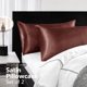 thumbnail image 3 of Deconovo Funda de almohada Queen de seda para cabello y piel, paquete de 2, color burdeos, fundas de almohada de satén con cierre de sobre, protector de almohada suave y antideslizante, 3 of 8