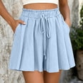 thumbnail image 5 of TAGOLD Women Casual Pants Solid Color Loose Side Drawstring Casual Shorts Functional Storage Pockets Elastic Waist Summer Beach Vacation Bottoms, 5 of 5