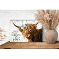 thumbnail image 6 of WFSposter Highland Cow Wall Art - This Is Our Happy Place Inspirational Canvas Poster for Home - Long Haired Scottish Cow with White Flower Picture Farmhouse Kitchen Decor Framed (10"x15"), 6 of 6