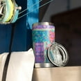 thumbnail image 3 of 20oz Pioneer Tumbler Stainless Steel Vacuum Colorful Floral Insulated Travel Coffee Mug with Splash-Proof Lid Metal Straw White, 3 of 7