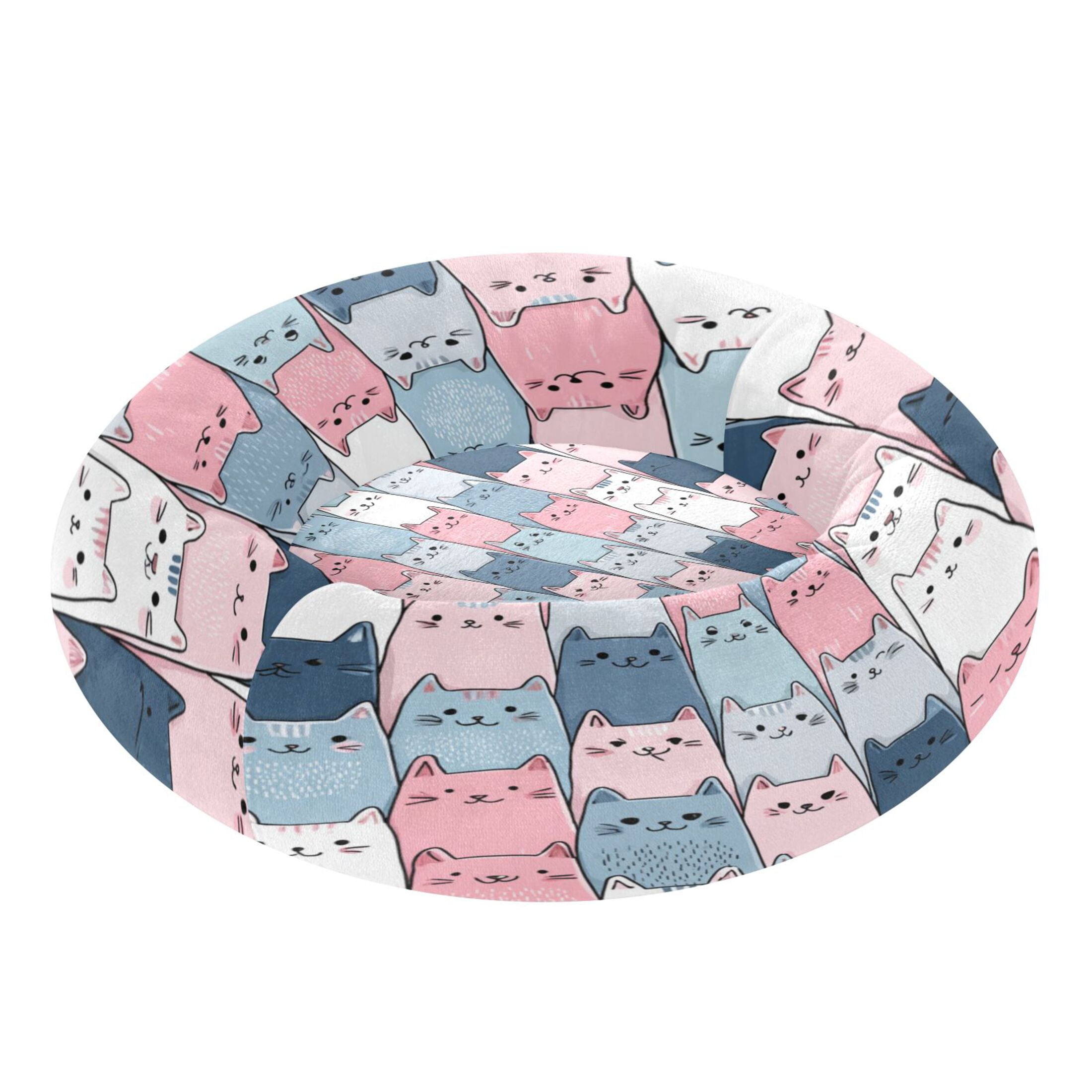 Iauyy Pet Couch Donut Cat Bed for Indoor Cats/Small Dogs Washable & Machine with Non-slip Bottom Calming Cat Furniture, Simple Sketch Of A Cat (S)